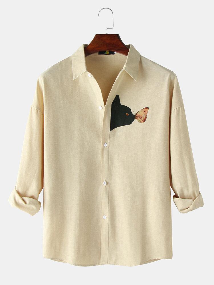 Cat Printed in Pocket side Shirts