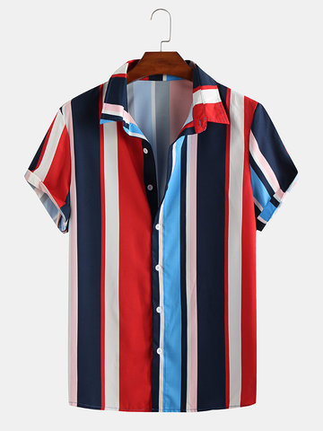 Blue Leaf Point Style Printed Summer Shirts