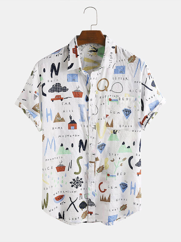 cartoon cat  Point Style Printed Summer Shirts