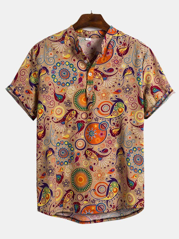 Cartoon Graffiti Printeded Turn Down Collar Shirts