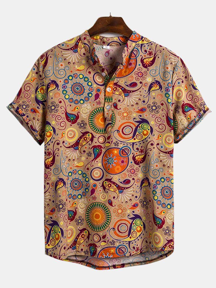 Cartoon Graffiti Printeded Turn Down Collar Shirts