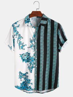 White and flowers Point Style Printed Summer Shirts