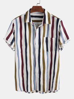 Casual Stitching Contrast Color  Shirts
