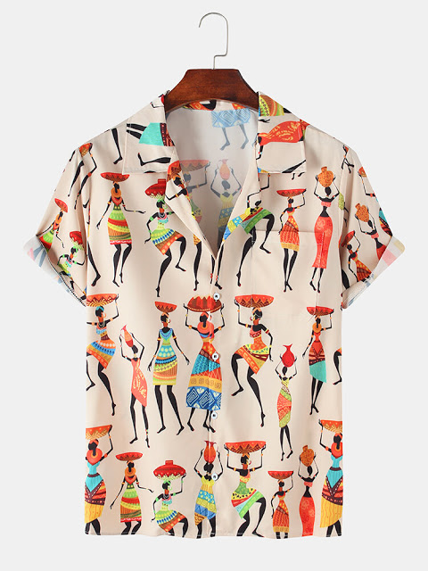 Baroque Printed Patch Casual Lapel Shirts