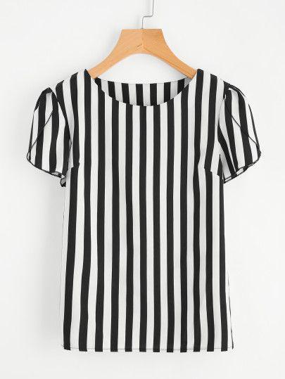 Striped Petal Sleeve Top
